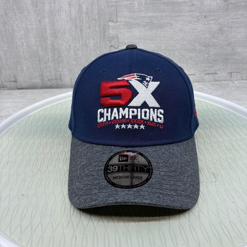 New Era New England Patriots Hat Mens M/L Navy 5X Champions 39THIRTY Cap